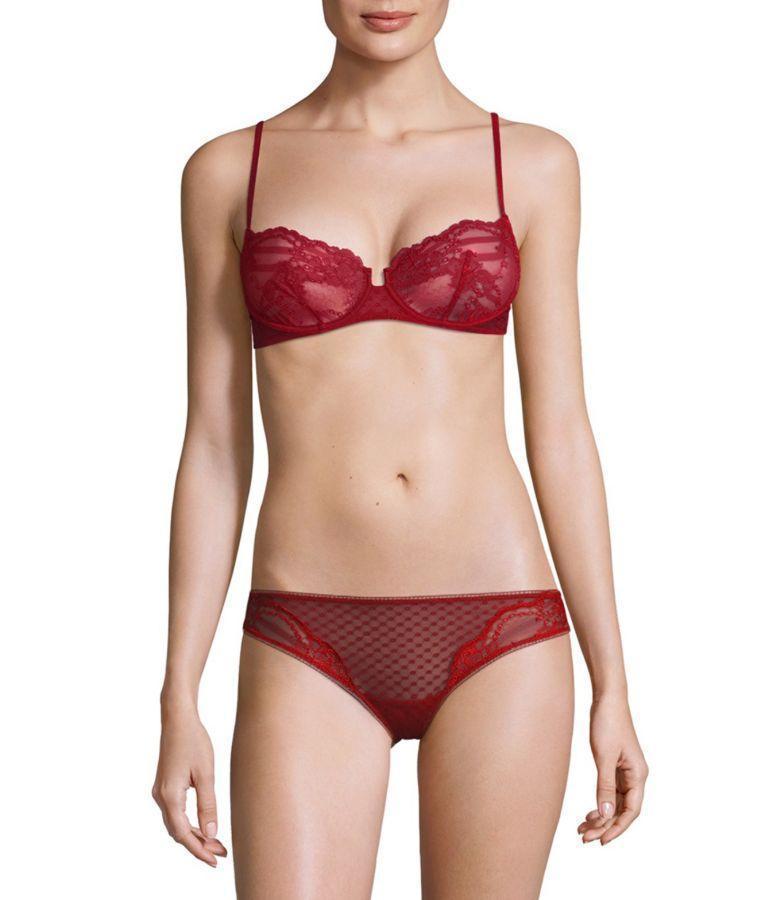 LA PERLA MAHARANI SHEER CHANTILLY LACE UNDERWIRE BRA RED BLACK ModeSens