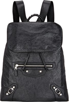 Balenciaga Black Lambskin Small 'Classic Traveller' Backpack | ModeSens