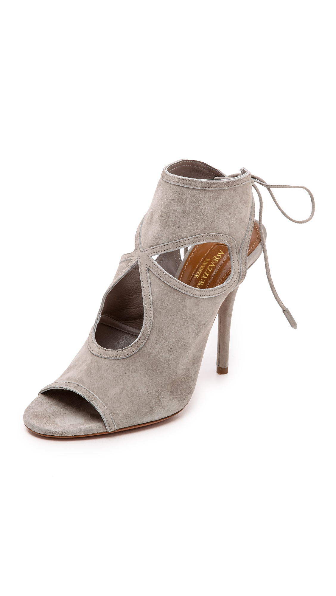 Aquazzura Sexy Thing Suede 85Mm Sandal, Light Gray In Light Grey | ModeSens