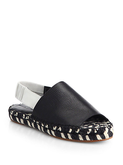 PROENZA SCHOULER Two-Tone Leather Braided Espadrille Slingback in Black ...