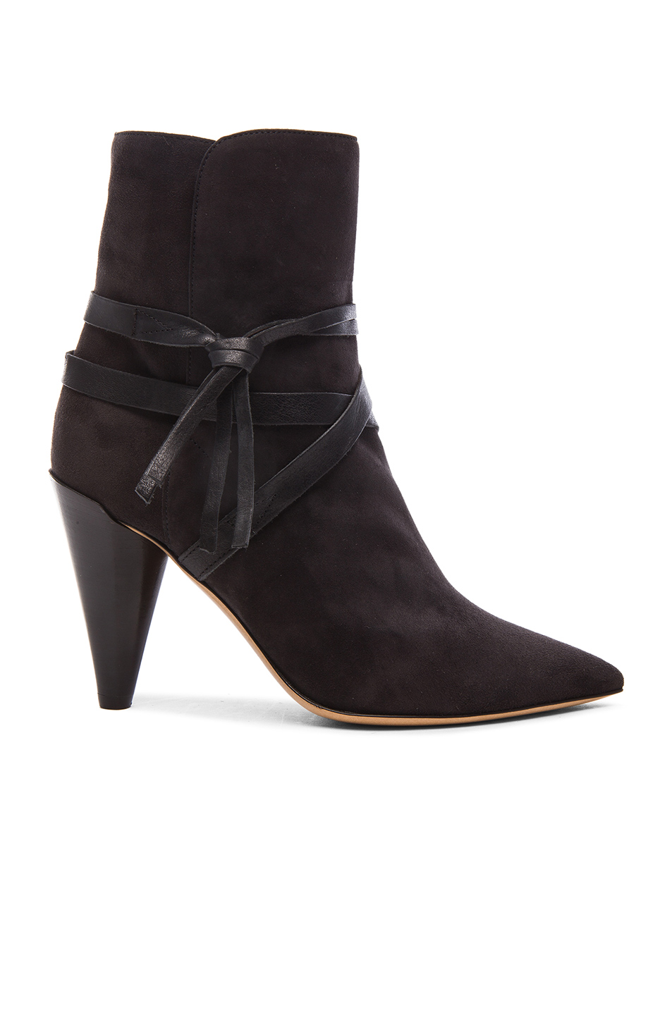 ISABEL MARANT CHARCOAL SUEDE STRAPPED NERYS BOOTS, FADED BLACK | ModeSens