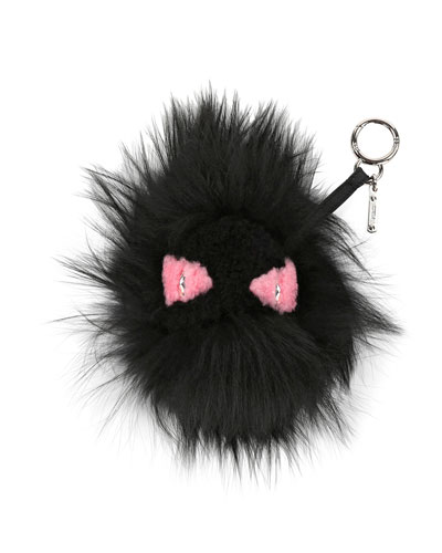 Fendi Monster Mixed-Fur Charm For Handbag, Black/Pink | ModeSens