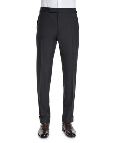 Tom Ford O'Connor Base Flat-Front Sharkskin Trousers, Light Gray In ...