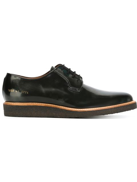 COMMON PROJECTS Raised-Sole Lace-Up Leather Derby Shoes in Black | ModeSens