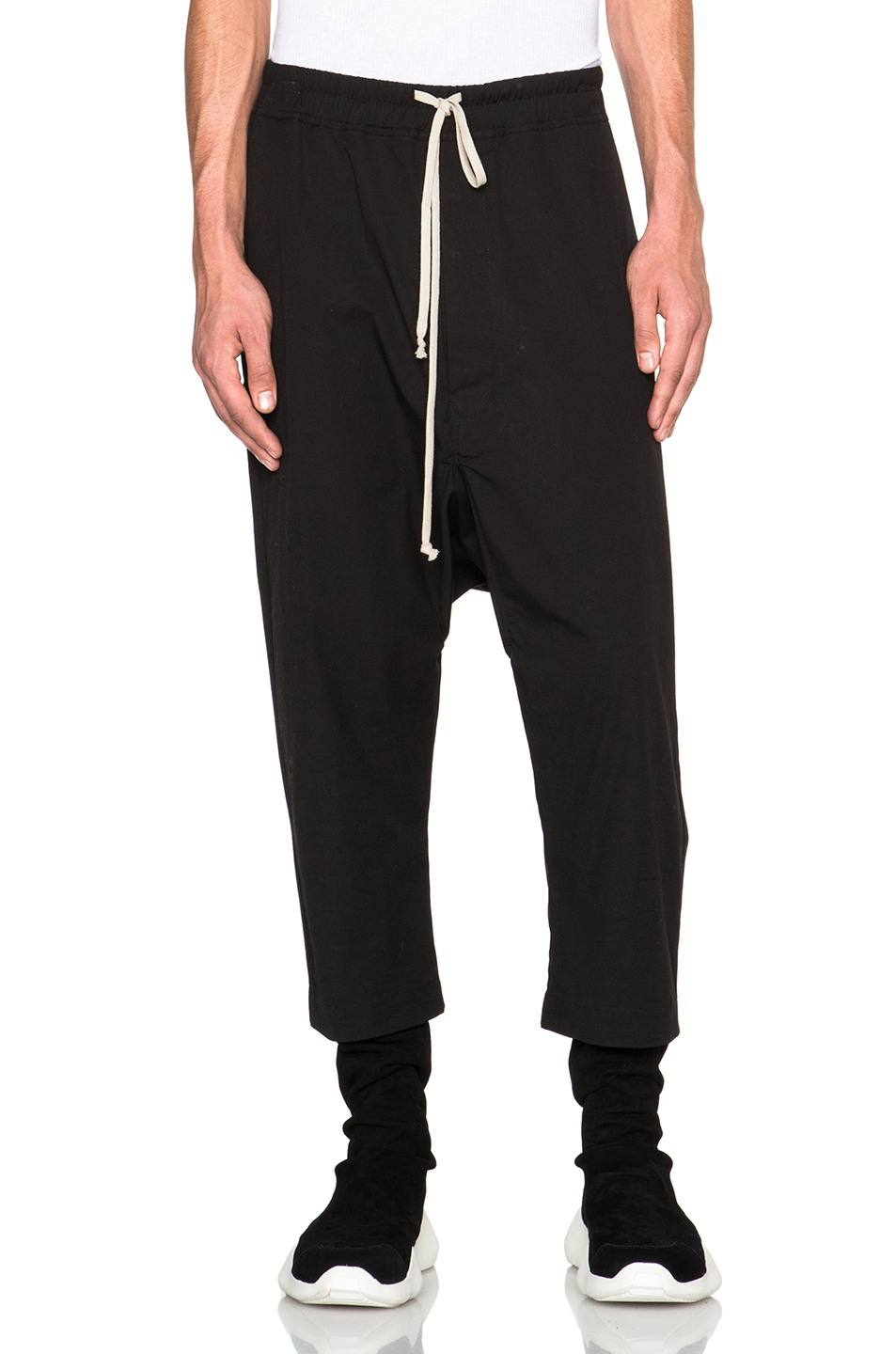 Rick Owens Drop Crotch Cropped Trousers In Black | ModeSens
