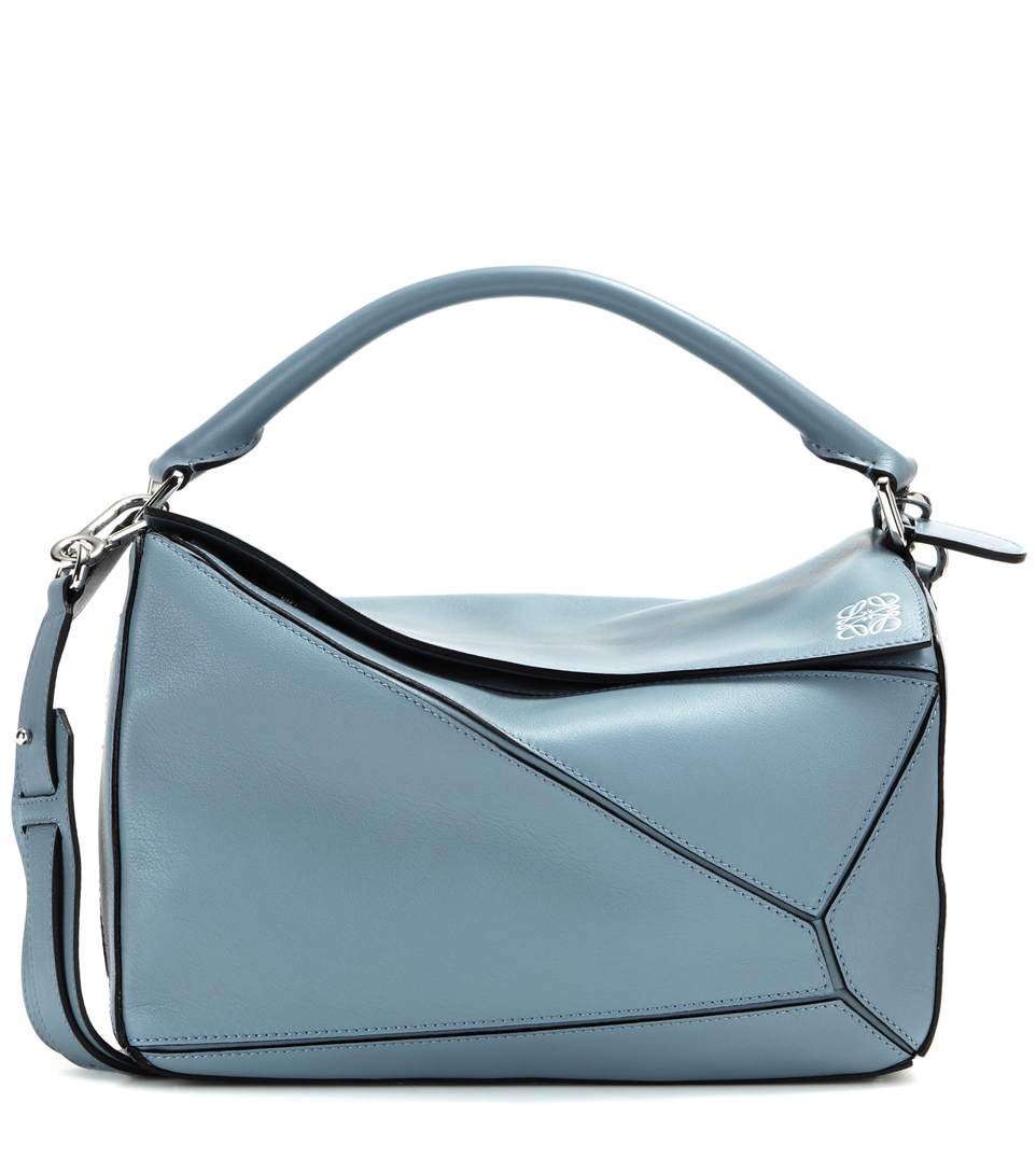 LOEWE Medium Puzzle Leather Top Handle Bag, Light Blue, Stone-Blue ...
