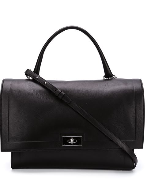 GIVENCHY Small Shark Waxed Leather Shoulder Bag, Black | ModeSens