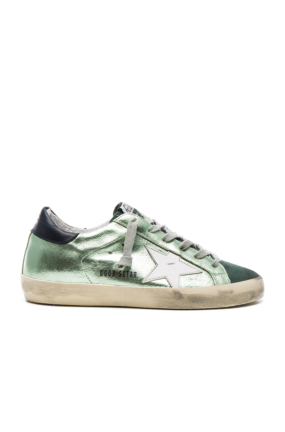 GOLDEN GOOSE SUPER STAR LEATHER SNEAKERS, GREEN LAME | ModeSens