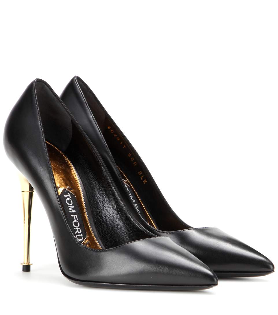 TOM FORD Satin 105Mm Pin-Heel Pump, Black in Black-Gold | ModeSens