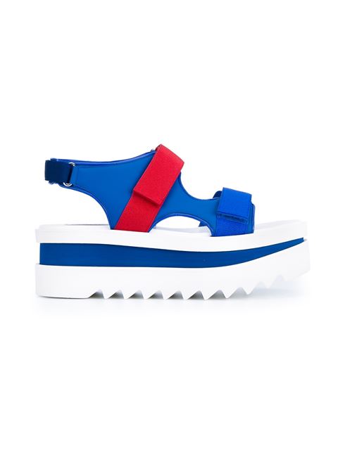 STELLA MCCARTNEY COLOURBLOCK VELCRO STRAP PLATFORM SANDALS, BLUE | ModeSens