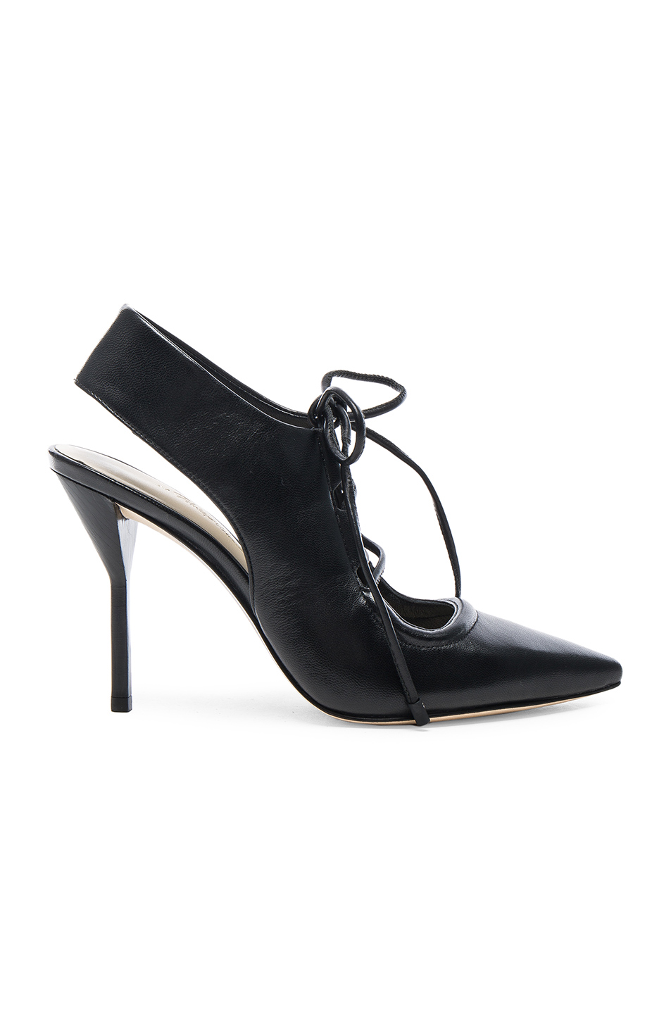 Leather Martini Lace Up Heels, Black | ModeSens