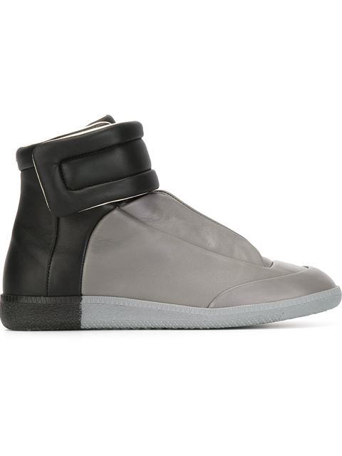MAISON MARTIN MARGIELA Future High-Top Leather Sneakers in Black/Dark ...