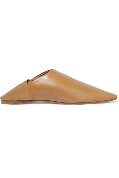 Leather Agata Babouche Slippers, Camel | ModeSens