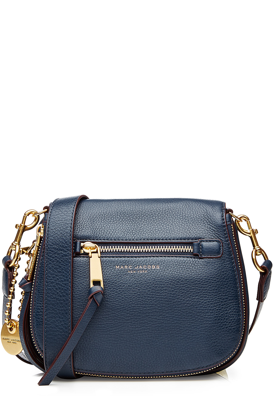 MARC JACOBS 'SMALL RECRUIT' PEBBLED LEATHER CROSSBODY BAG, NAVY BLUE