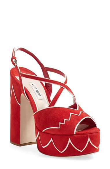 Miu Miu Platform Sandal (Women) In Red | ModeSens