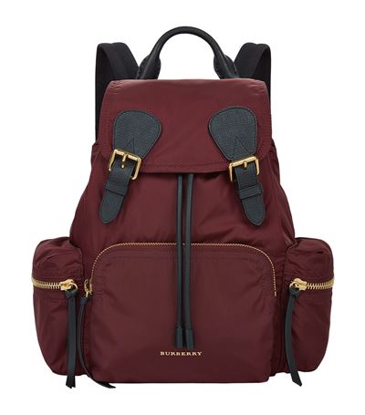BURBERRY THE MEDIUM RUCKSACK IN TECHNICAL NYLON AND LEATHER, RED | ModeSens