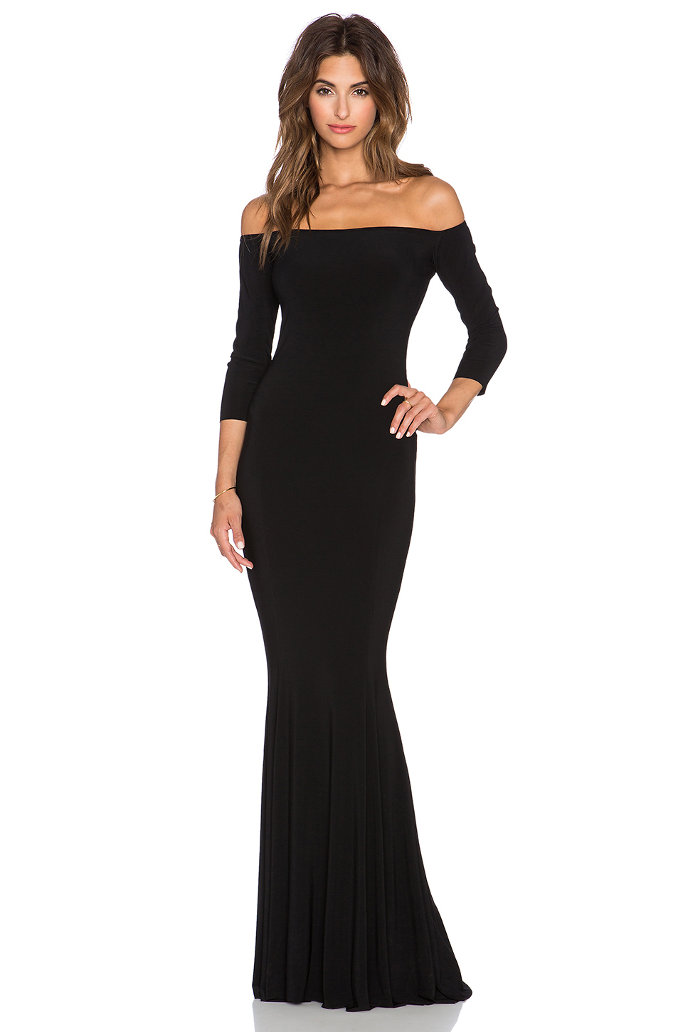 NORMA KAMALI Norma Kulture Off The Shoulder Fishtail Gown in Black ...