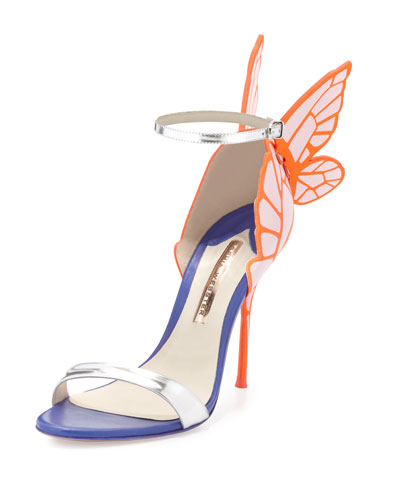 SOPHIA WEBSTER Chiara Butterfly Wing Ankle-Wrap Sandal, Pink/Silver ...