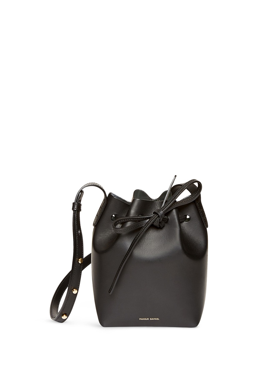 MANSUR GAVRIEL Vegetable-Tanned Leather Mini Bucket Bag, Cammello/Rosa ...
