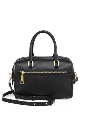 MARC JACOBS GREY LEATHER SMALL WEST END BAULETTO BAG, BLACK | ModeSens