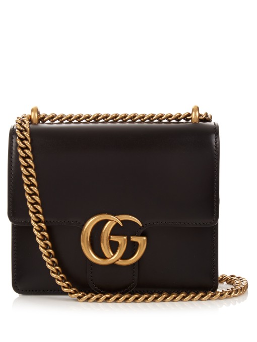 GUCCI Gg Marmont Mini Leather Shoulder Bag, Black | ModeSens