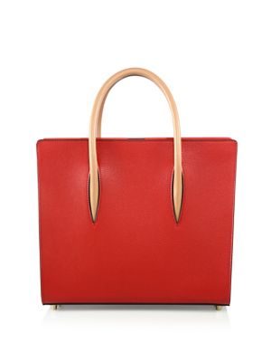 CHRISTIAN LOUBOUTIN PALOMA MEDIUM SPIKED TWO-TONE LEATHER TOTE, RED ...