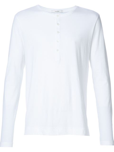 Adam Lippes Long-Sleeved Cotton Henley Top In White | ModeSens