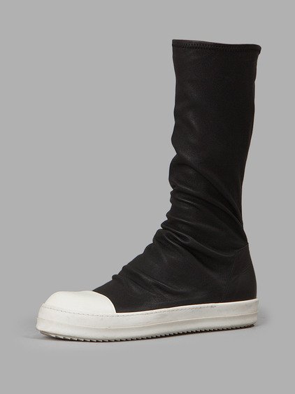 RICK OWENS Stretch Leather Sneakers, Black/White | ModeSens