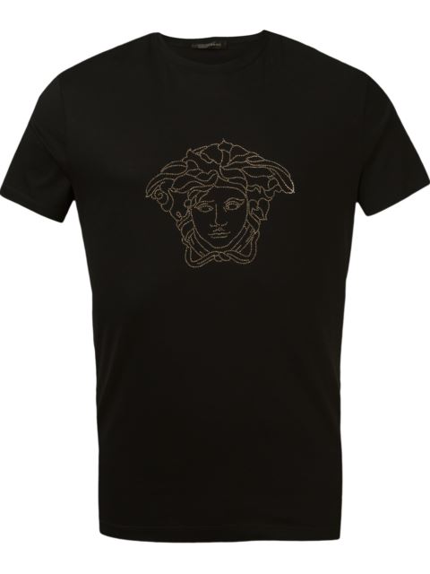 Versace Black Small Studded Medusa T-Shirt | ModeSens