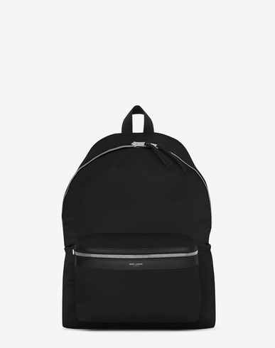 Saint Laurent Men’S Classic Hunting Leather Trimmed Canvas Backpack In ...