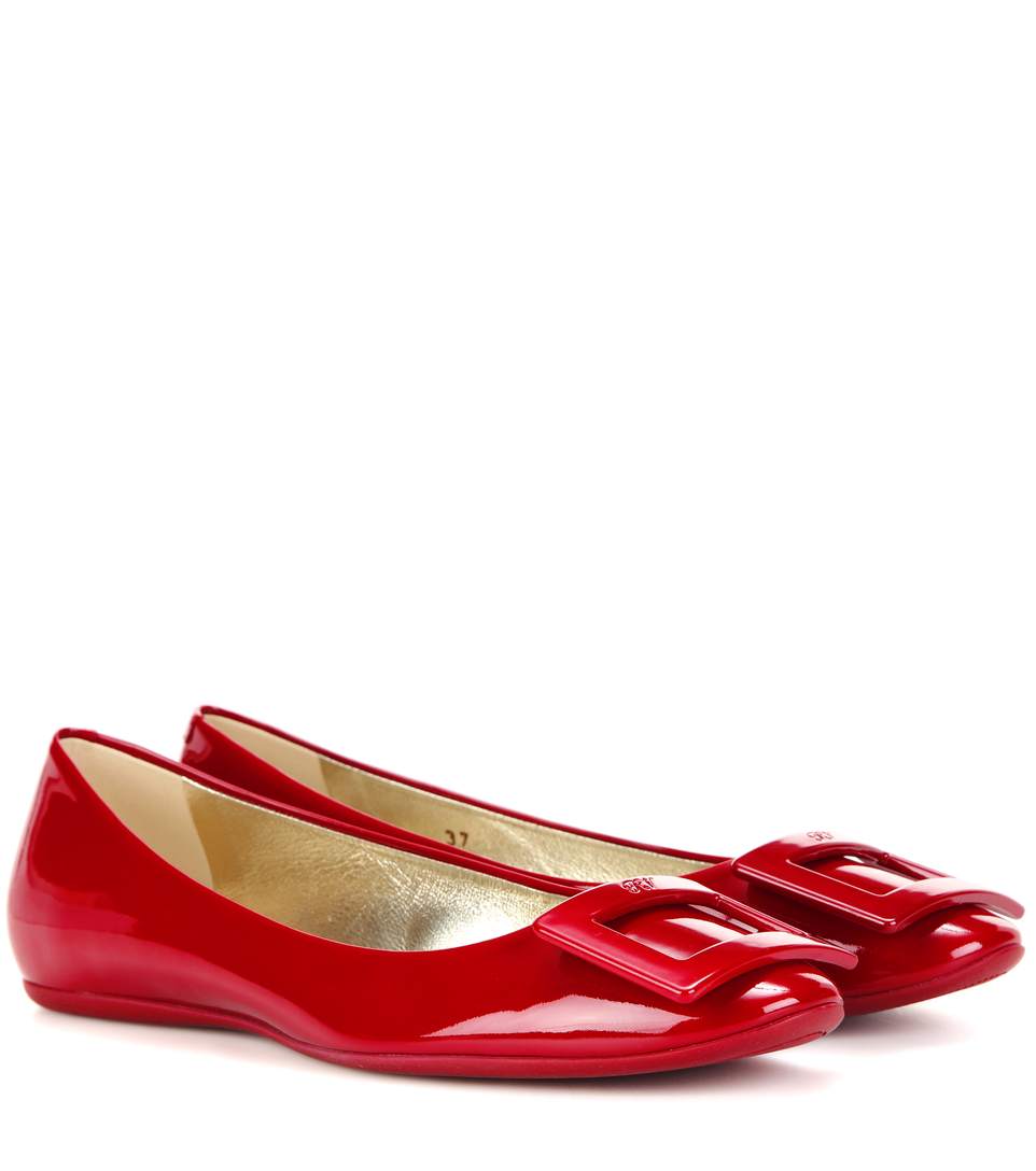 ROGER VIVIER WOMEN'S GOMMETTE PATENT LEATHER BALLET FLAT - RED, SIZE 40 ...