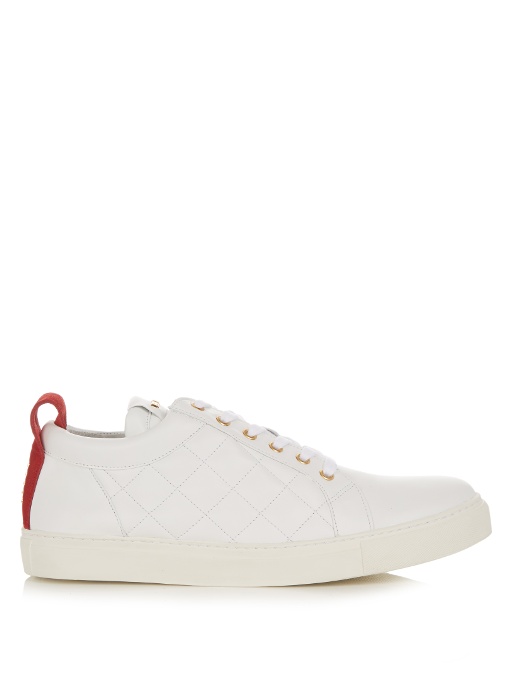 BALMAIN QUILTED HIGH-TOP LEATHER TRAINERS, WHITE | ModeSens