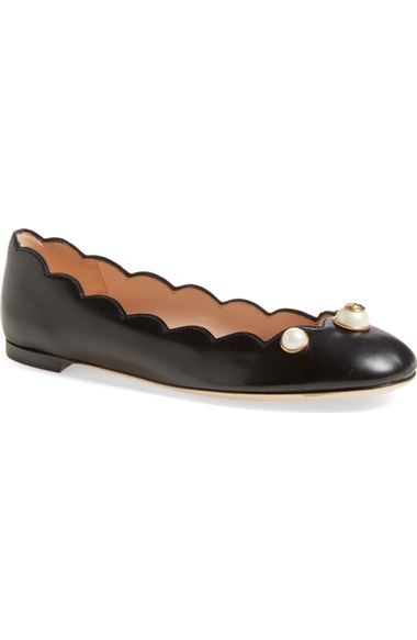 gucci flats with pearls