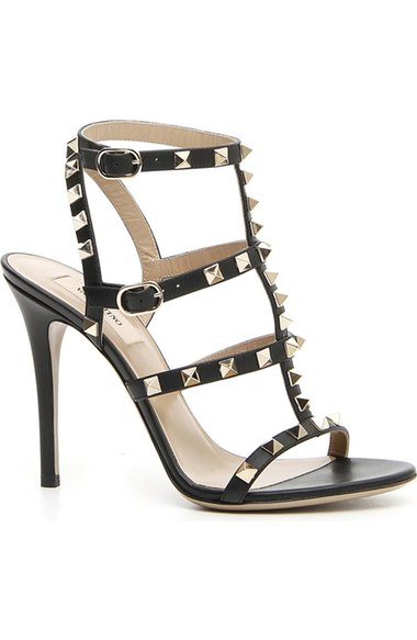VALENTINO 'Rockstud' Ankle Strap Sandal (Women) in Black Leather | ModeSens