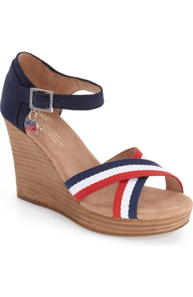 TOMS 'Election Charms' Wedge Sandal (Women) in Dark Blue | ModeSens