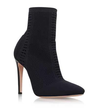 Gianvito Rossi Vires Cuissard Knitted Ankle Boots In Blue | ModeSens