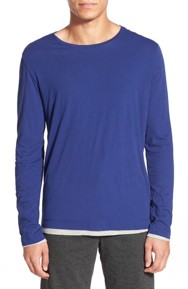 VINCE DOUBLE LAYER COTTON CREWNECK T-SHIRT, TWILIGHT | ModeSens