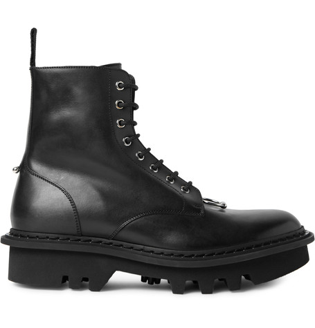 Neil Barrett Pierced Punk Embellished Leather Boots In Black | ModeSens