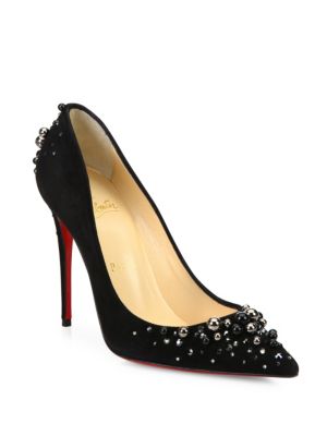 Christian Louboutin Candidate Pearly-Embellished Suede Red Sole Pump ...