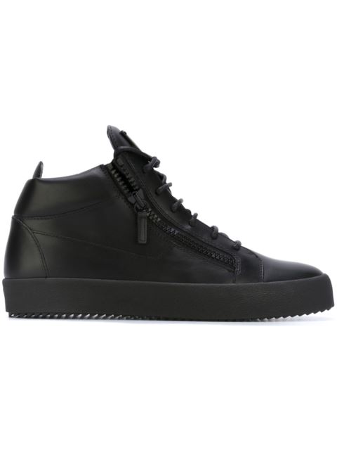 Giuseppe Zanotti Men'S Tonal Leather Mid-Top Sneakers, Black In Nero ...