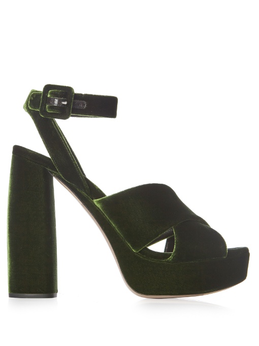 olive green block heel sandals