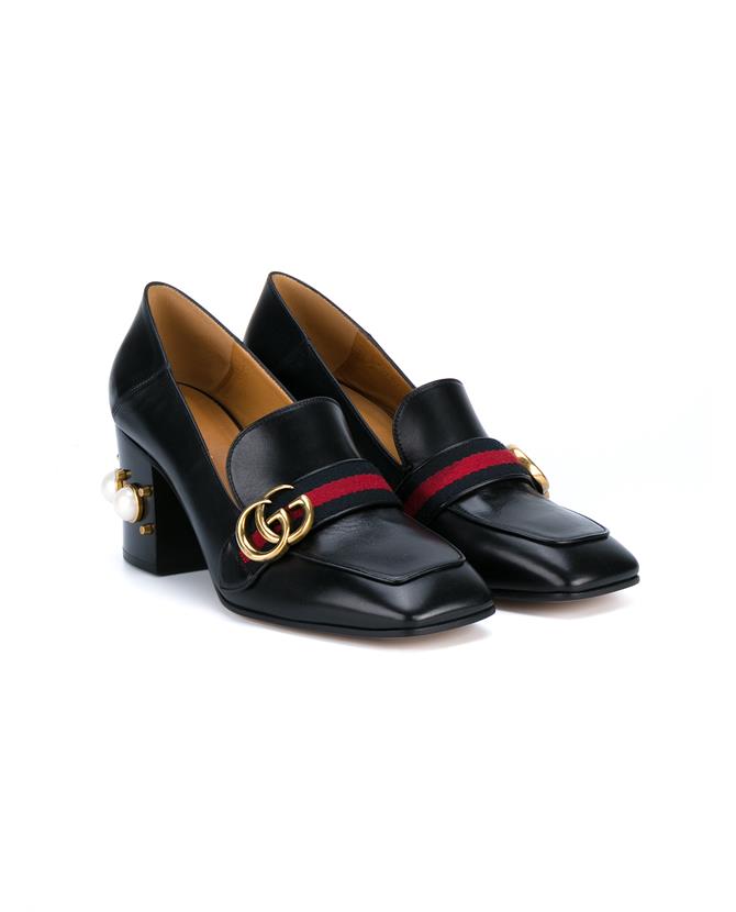 GUCCI High Heel Shoes Peyton Loafer Pumps With Gg Web Buckle And Maxi ...