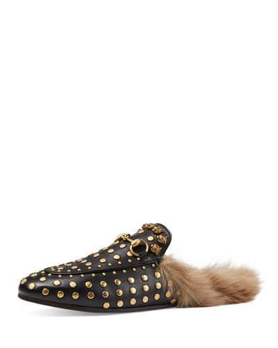 GUCCI 'Princetown' Studded Genuine Shearling Mule Loafer (Women) in ...