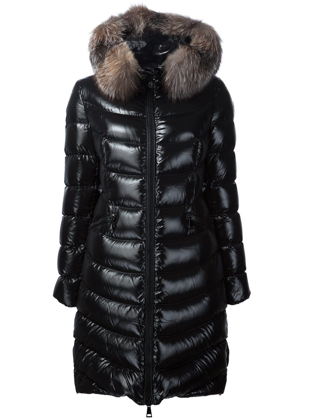 MONCLER ALBIZIA QUILTED DOWN COAT WITH FUR-TRIMMED HOOD, BLACK | ModeSens