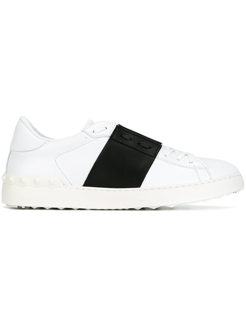 VALENTINO Open Bi-Colour Low-Top Leather Trainers in White | ModeSens