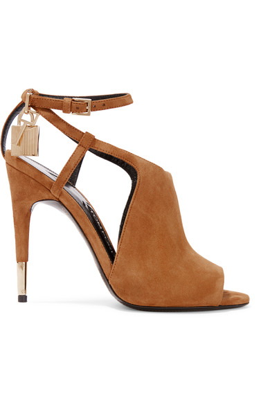 Tom Ford Peep-Toe Suede Sandals In Liscuit | ModeSens