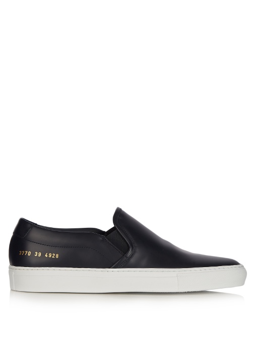 Common Projects Slip-On Low-Top Leather Trainers In Navy | ModeSens
