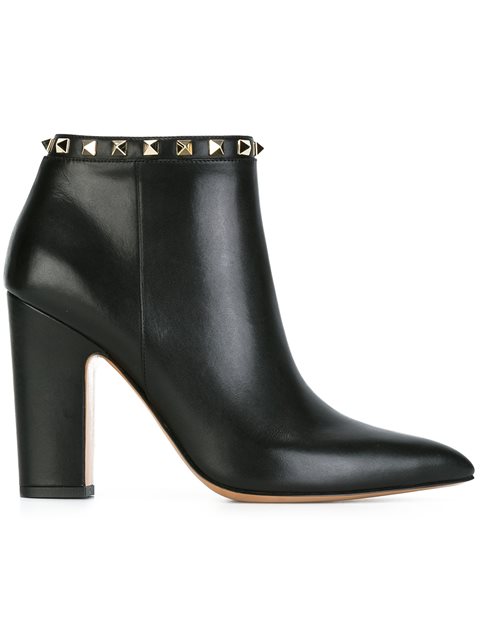 VALENTINO Rockstud Pointed-Toe 100Mm Ankle Boot, Black (Nero) in Black ...