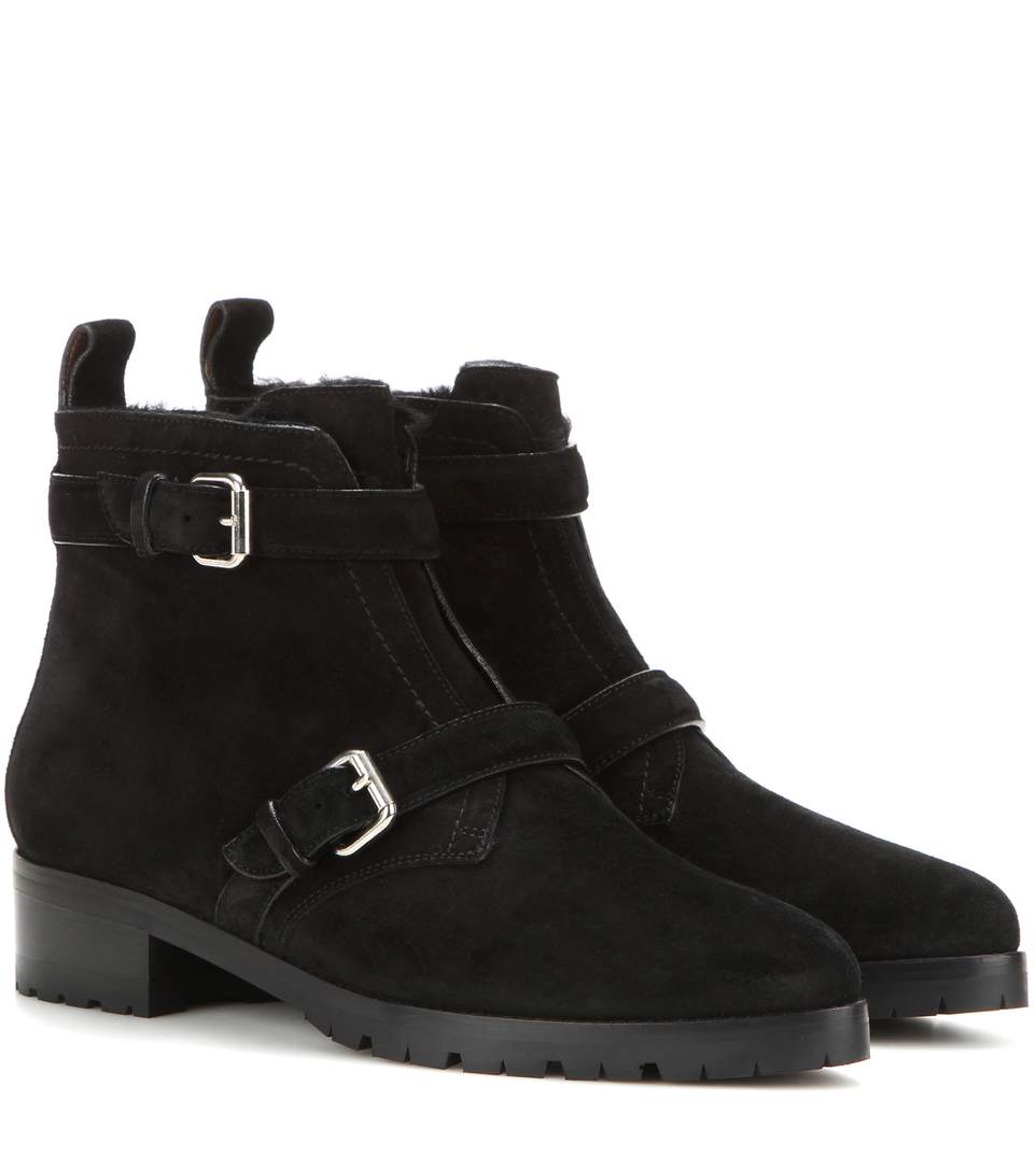 TABITHA SIMMONS Aggy Shearling-Lined Suede Ankle Boots in Llack ...