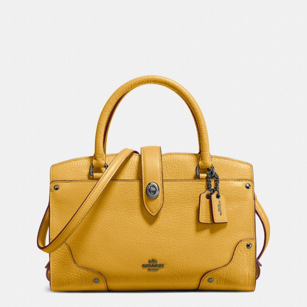 COACH Mercer Satchel 24 In Grain Leather in : Dark Gunmetal/Flax | ModeSens